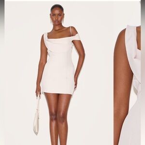 Pretty Little Things cream drape mini dress